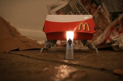little people,  mc donalds and  spaceship