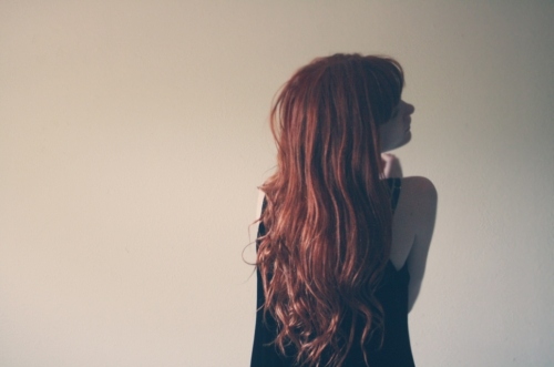 black shirt, girls , hair, long hair, redhead