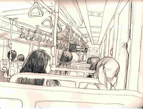 bus, drawing and illustration