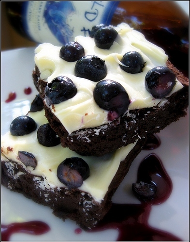 blueberry, brownie and dessert