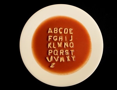 alphabet soup, food and photo