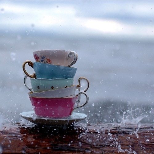 cups, party and rain