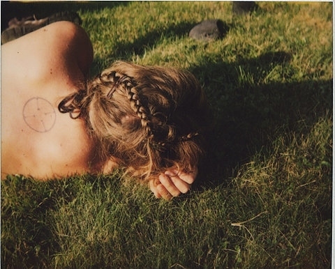braid, girl and grass
