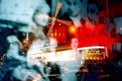 city lights, lomo and moulin rouge