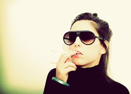 cigarette, girl and glasses