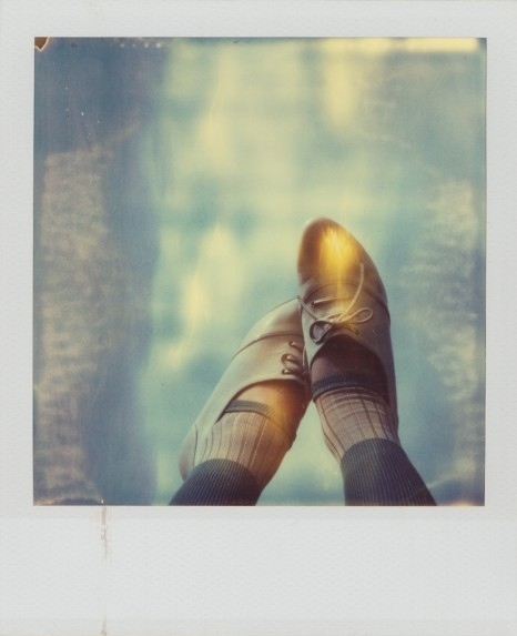 feet, oxford shoes and polaroid