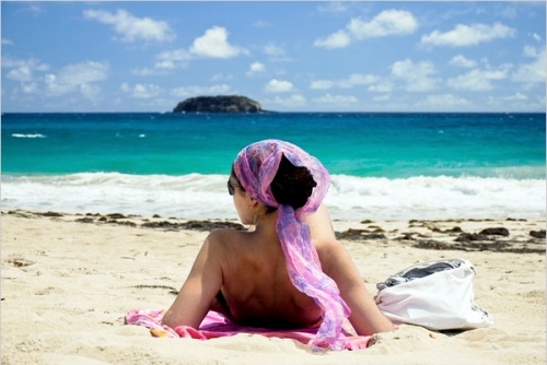 back, bandana and beach