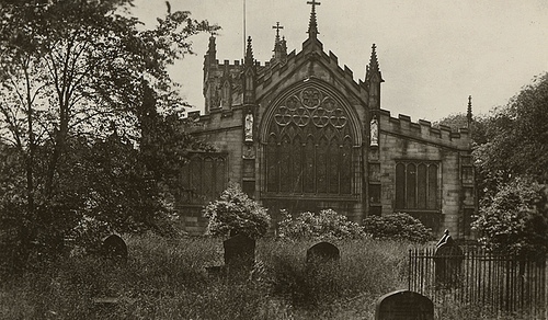 birstall church,  black and white and  cemetery