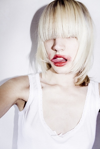 blonde, girl and lipstick