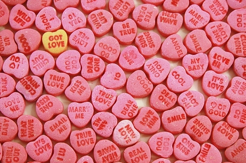 candy, conversation hearts and love