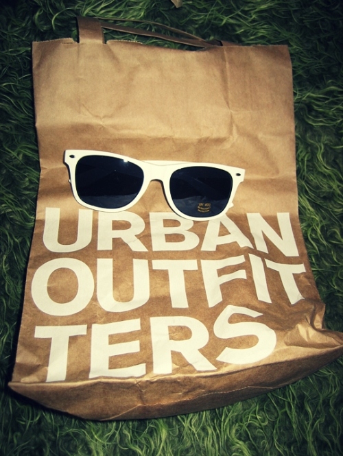 fashion, glasses and paper bag