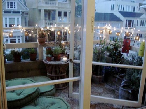 balcony, christmas lights and deck