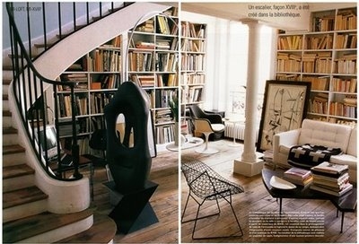apartment,  bannister and  books