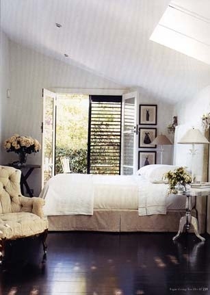 armchair, bed and bedroom