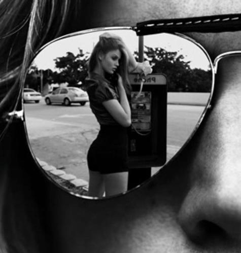big glasses, black and white and cintia dicker