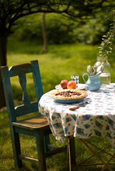chair, food and garden