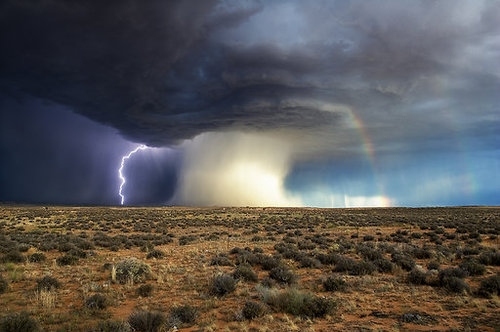 cloud, desert and lightning