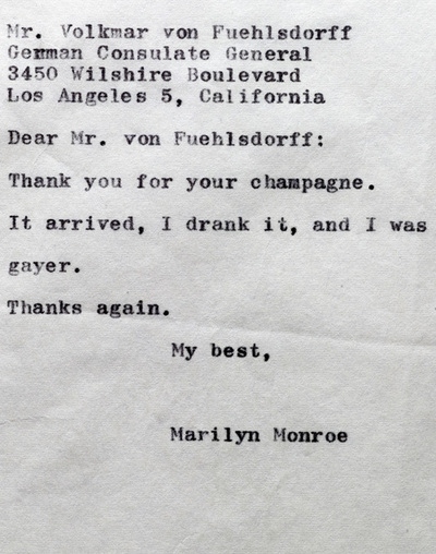 champagne, letter and marilyn monroe