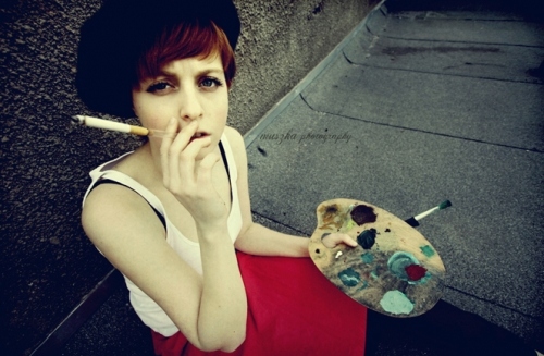 cigarette, draw and girl