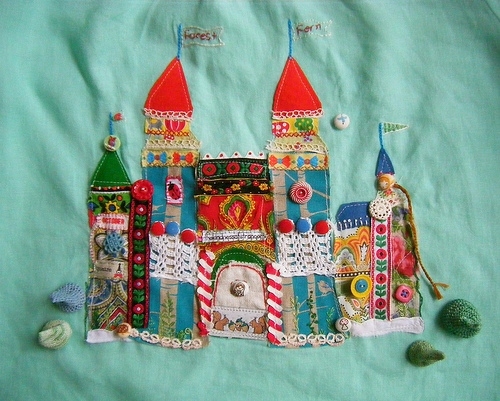 buttons, castle linen fabric and craft