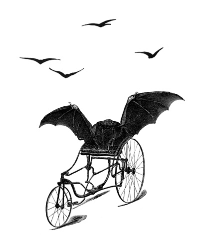 batmobile, bats and bicycles