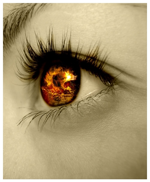 eye, face and fire