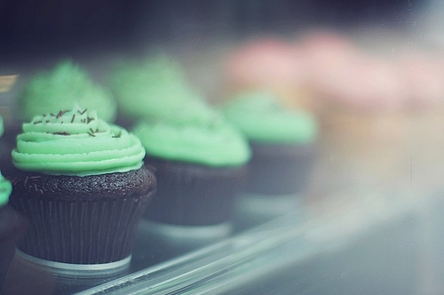 chocolate, cupcakes and mint