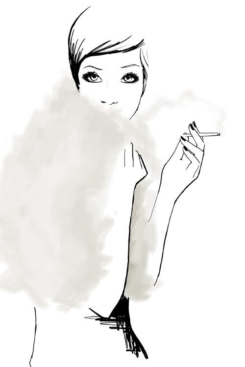 black and white, drawing and garance