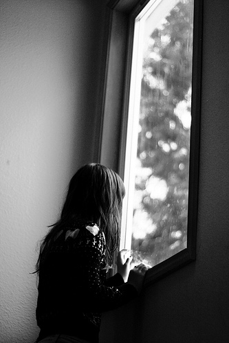back, black and white and sad girl