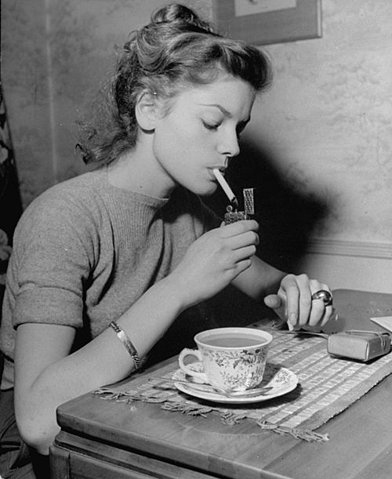 black and white, cigarette and coffee and cigarretes