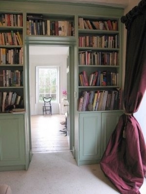 books, curtains and green