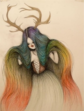 girl, hair and illustration