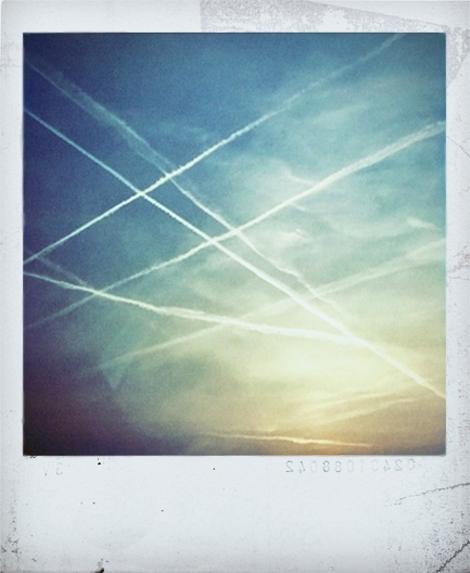 blue, jet trails and lines