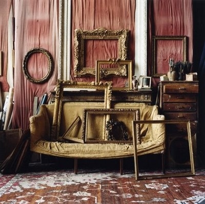 antique, curtains and dresser