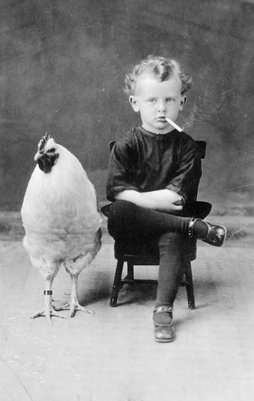 black white, boy and chicken