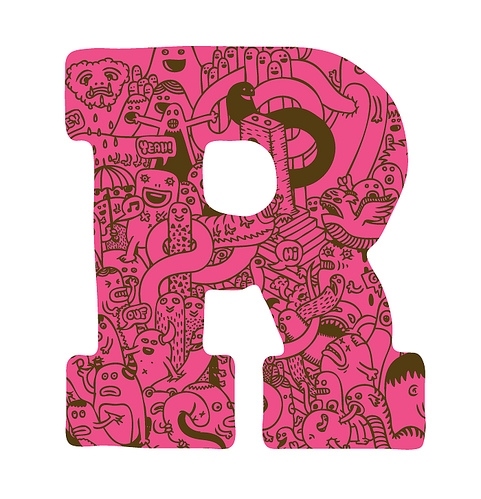 illustration, pink and type