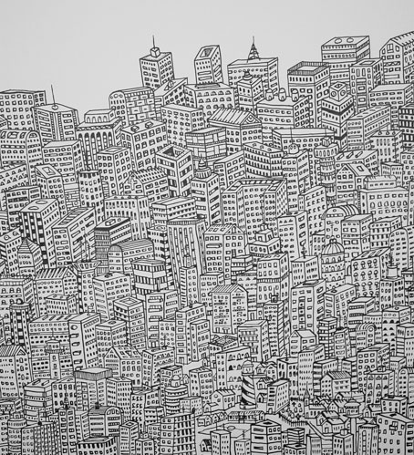 art, bg:city and black and white