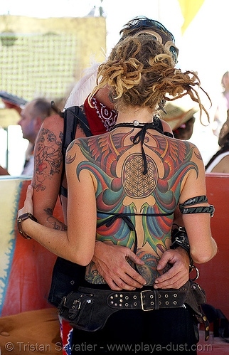 back, back tattoo and colorful