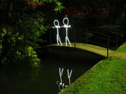 bridge, figures and light
