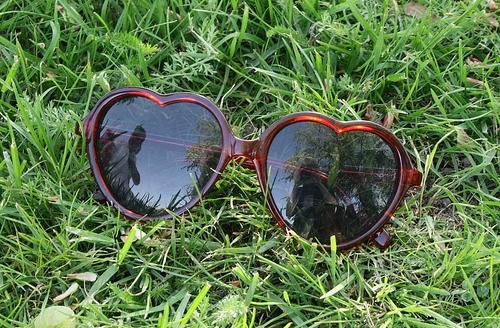 glasses, grass and green