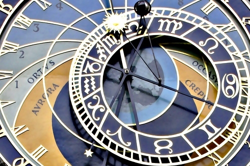astrology, clock and colourful