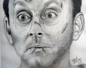 benjamin linus,  black and white and  drawing