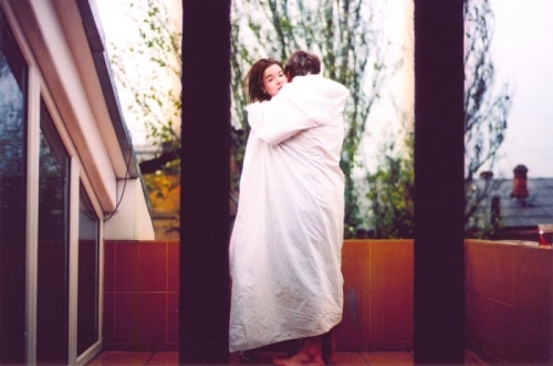 blanket, couple and hug