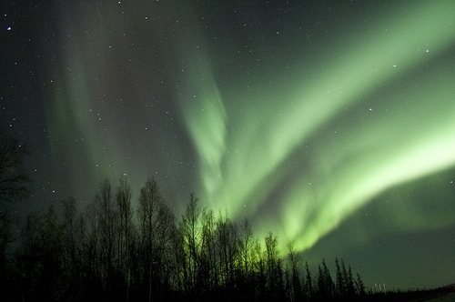 aurora borealis, night and northern lights