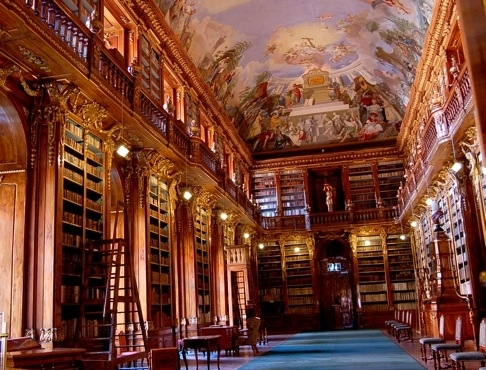 books, library and prague