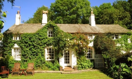 cottage,  exterior and  garden