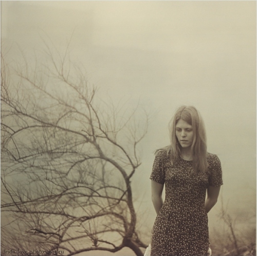 branches, fog and girl