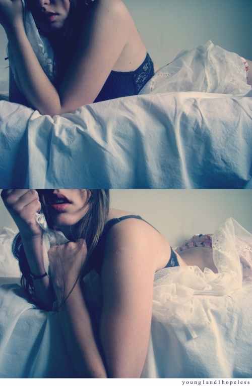 bed, girl and hands