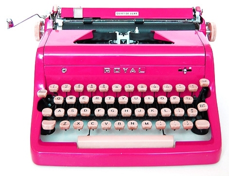 pink, royal and typewriter