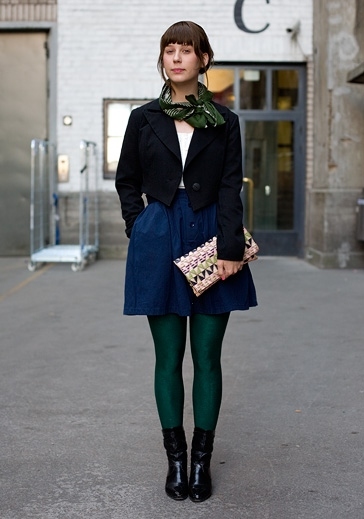blazer, boots and clutch